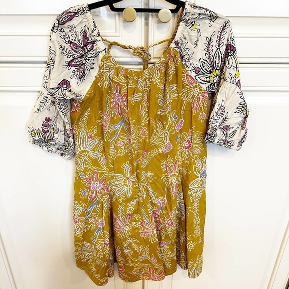 Anthropologie Daily Practice Women’s Mollie Floral Mini Dress Puff Sleeve Boho - Picture 3 of 13